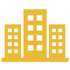 Commercial landscaping icon showing a large building.