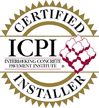 Interlocking Concrete Pavement Institute (ICPI) certified installer badge.